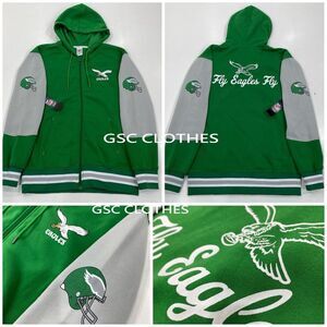NWT Philadelphia Eagles Zip Hoodie Sweatshirt / Jacket S NFL Fly Kelly Green